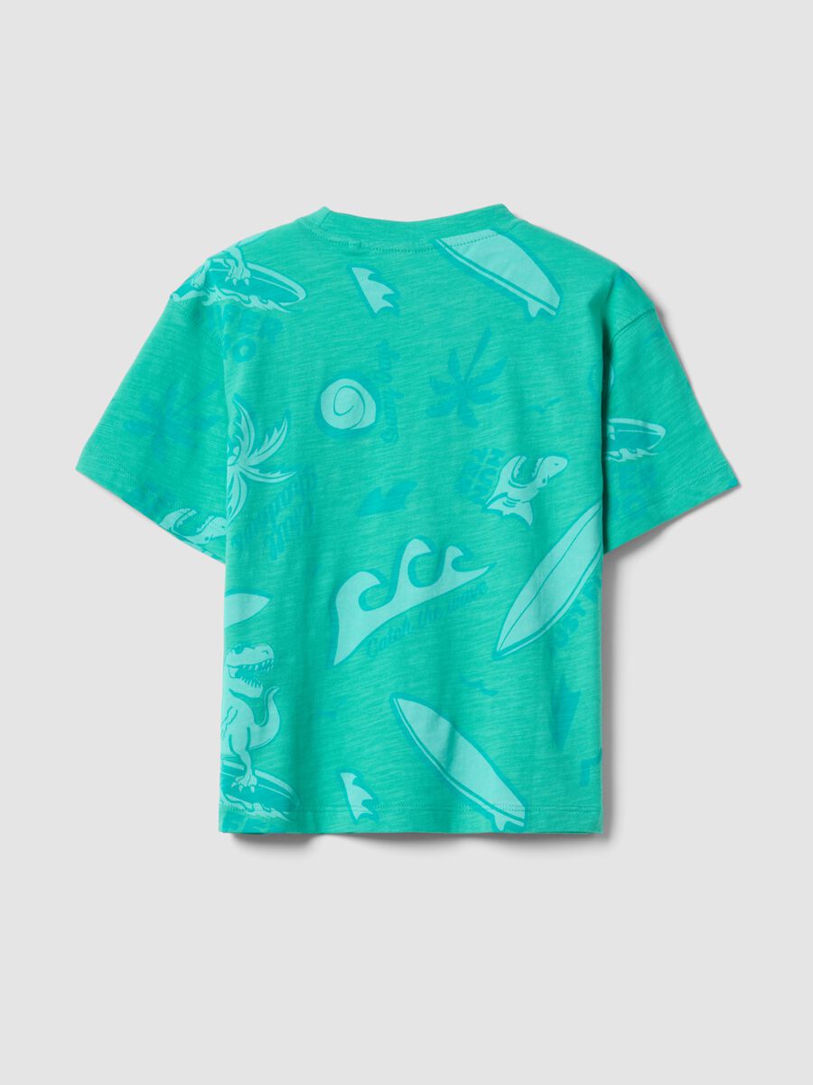 Green short-sleeved pure cotton T-shirt_1