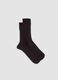 Black ribbed mid-calf socks in pure cotton_0