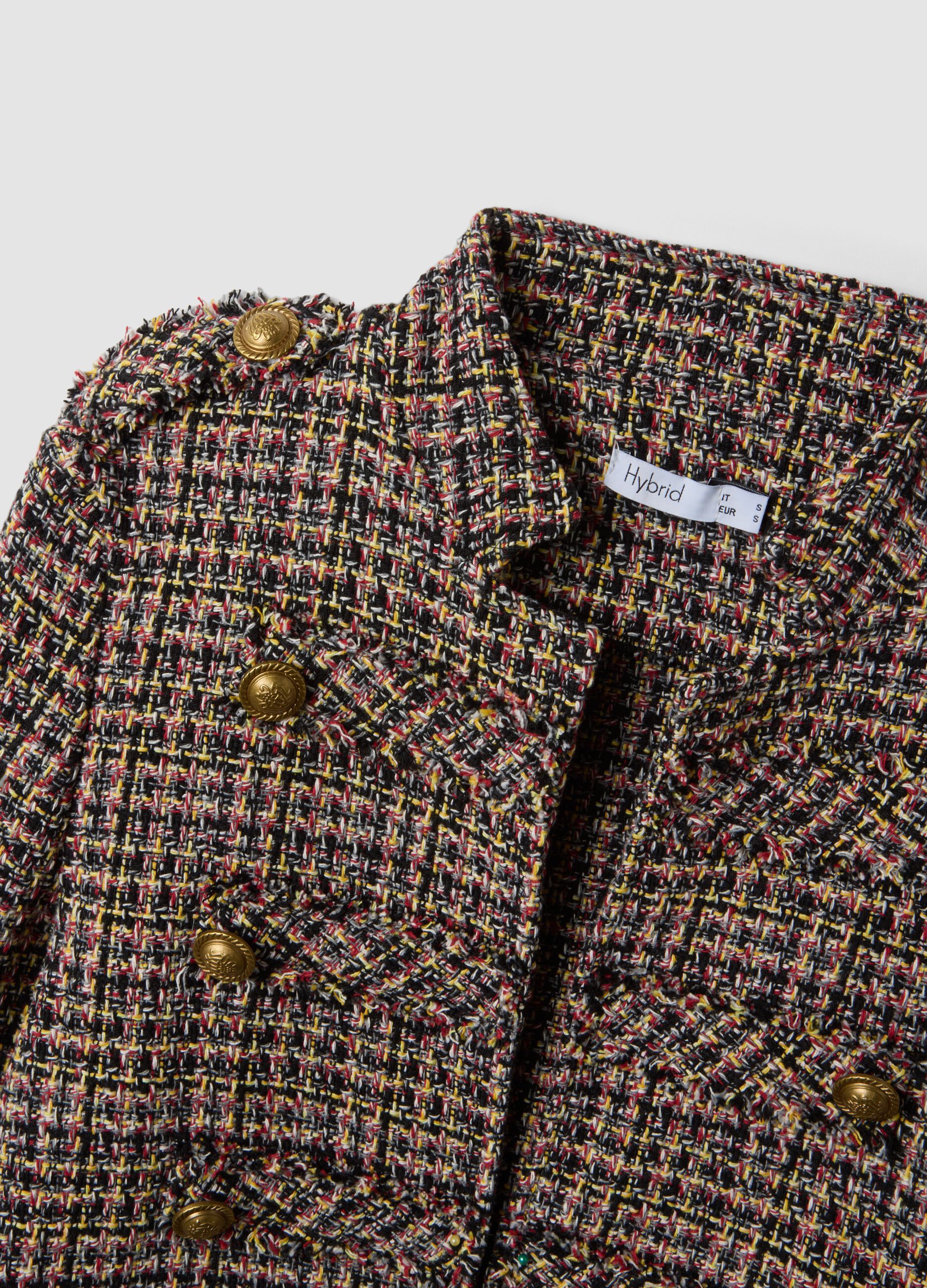Multicolour cotton-blend jacket with gold buttons, regular fit