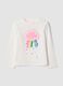 T-shirt bianca in cotone elasticizzato con girocollo_0