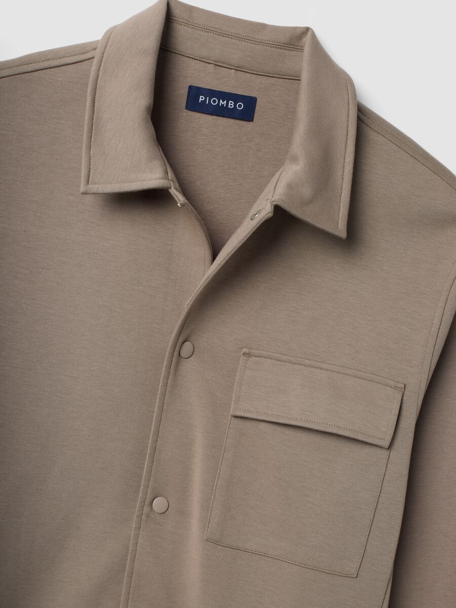 Breathable brown cotton-blend shacket with regular collar and fit_1