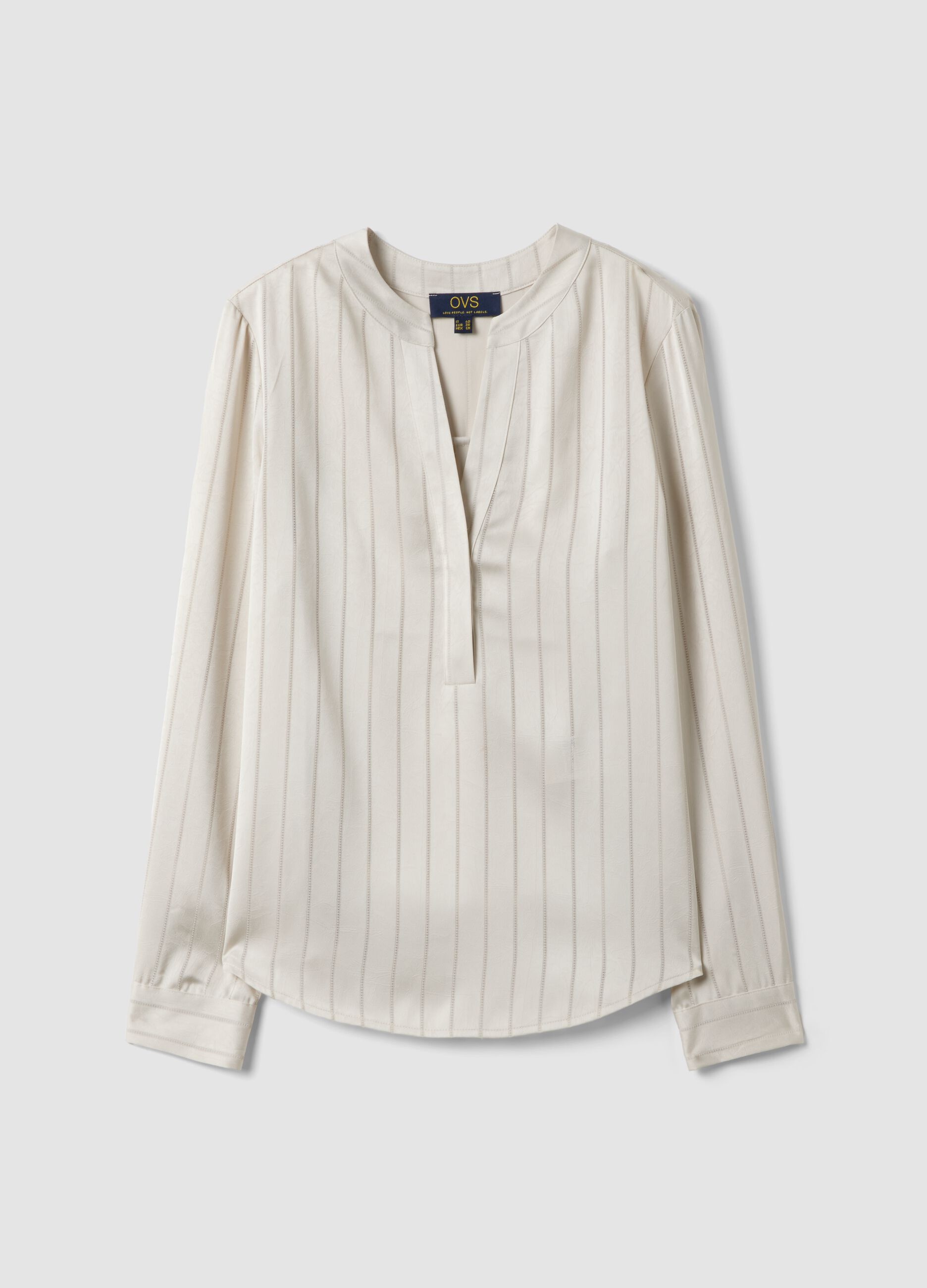 Camicia bianca in tessuto elasticizzato a righe