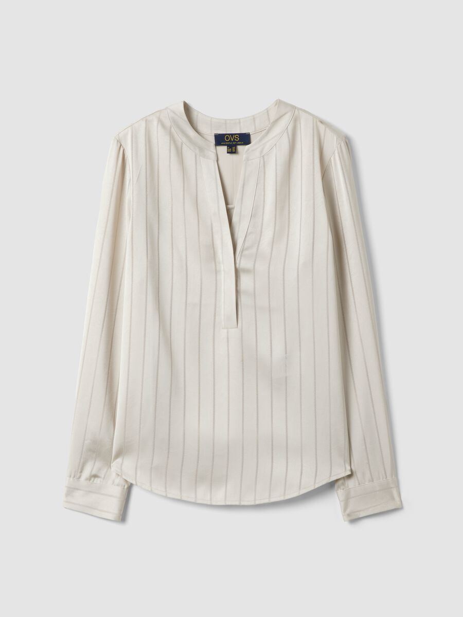 Camicia bianca in tessuto elasticizzato a righe_4
