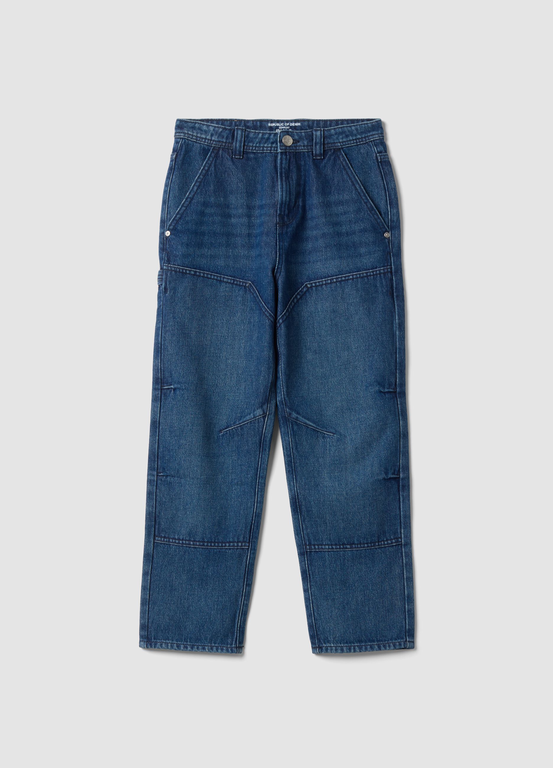 Blue pure cotton jeans with comfort-fit pockets