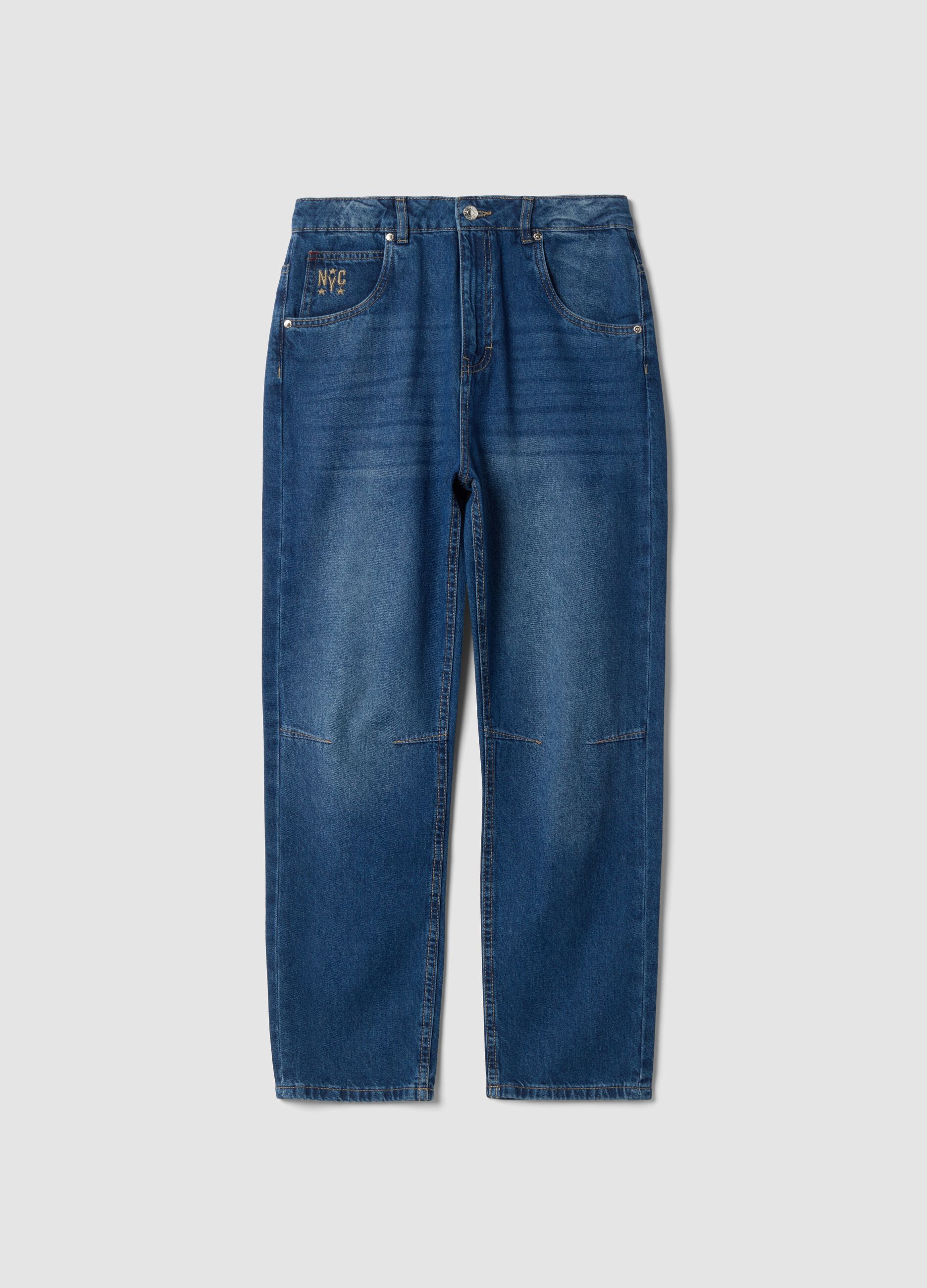 Blue baggy-fit jeans in pure cotton
