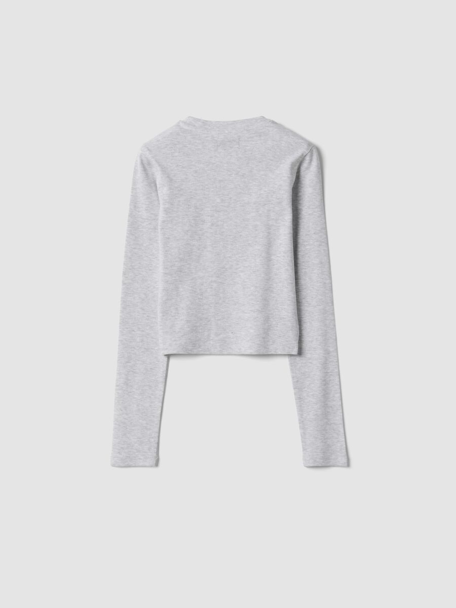 Grey organic cotton and stretch viscose T-shirt with rhinestones_2