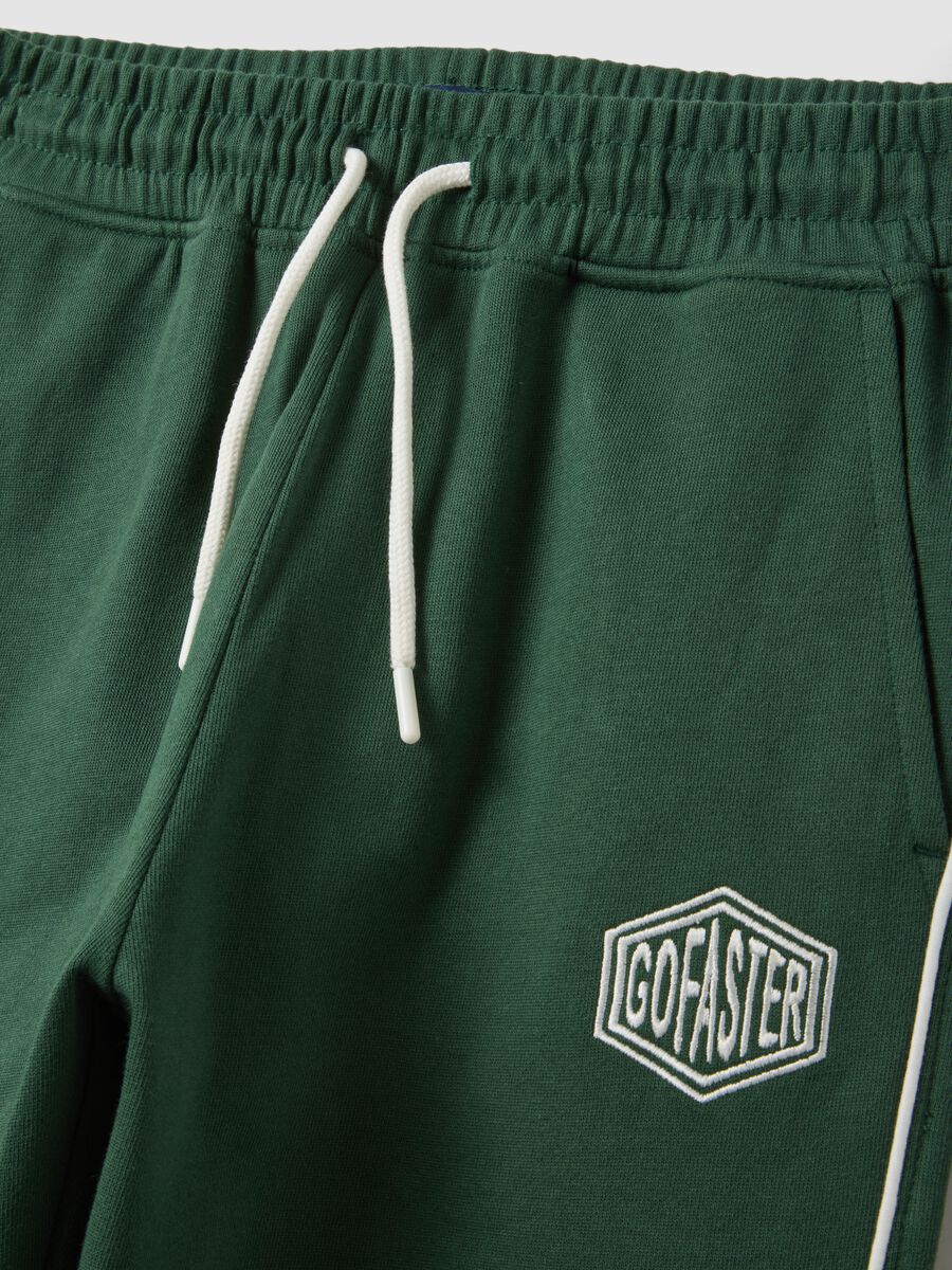 Green pure cotton joggers with drawstring_2