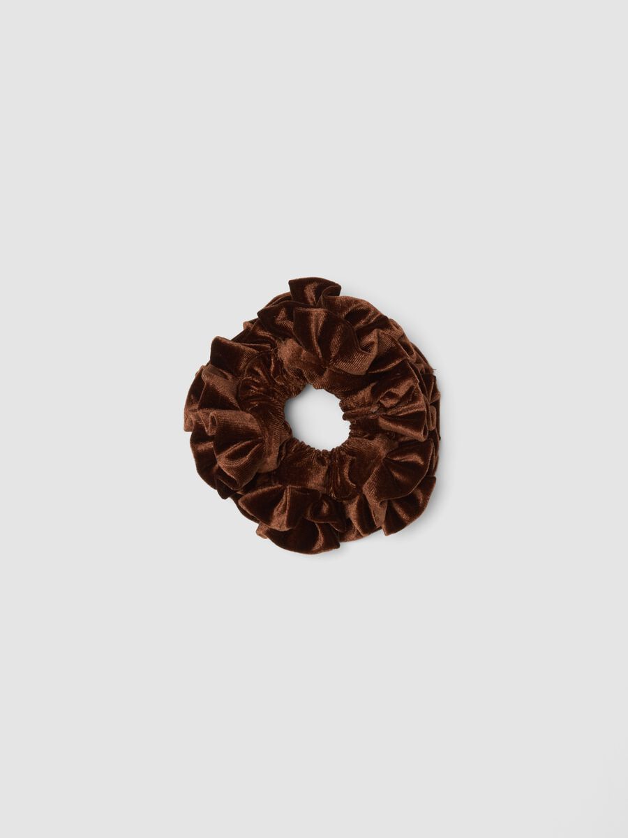 Brown velvet-effect scrunchie_0