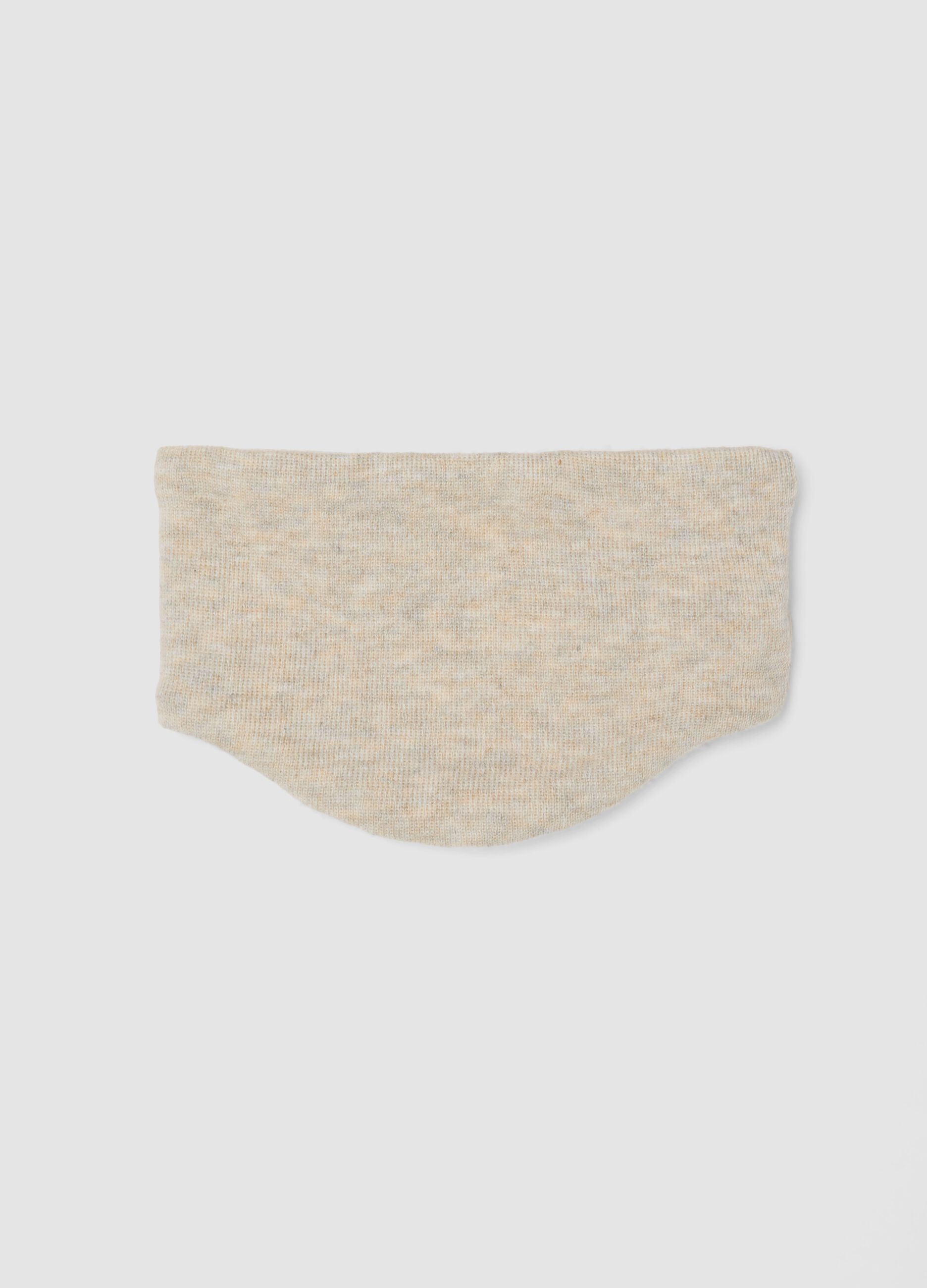 Sciarpa beige m&eacute;lange in misto lana con interno teddy