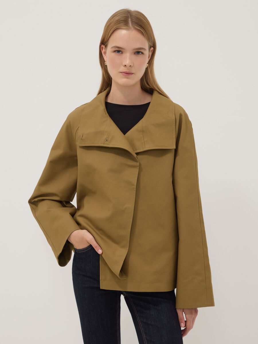 Green pure cotton jacket with buttons, regular fit_1