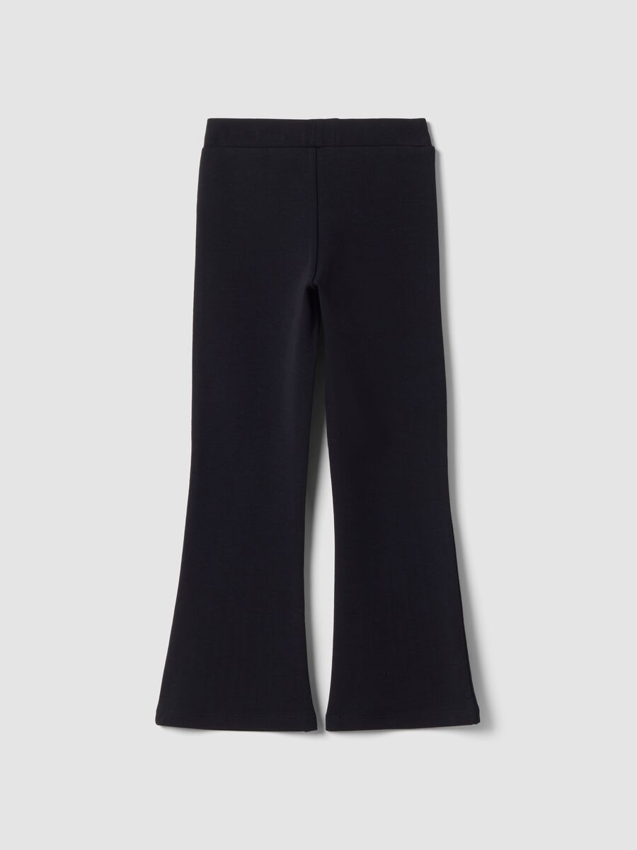 Leggings blu flare in cotone elasticizzato_1