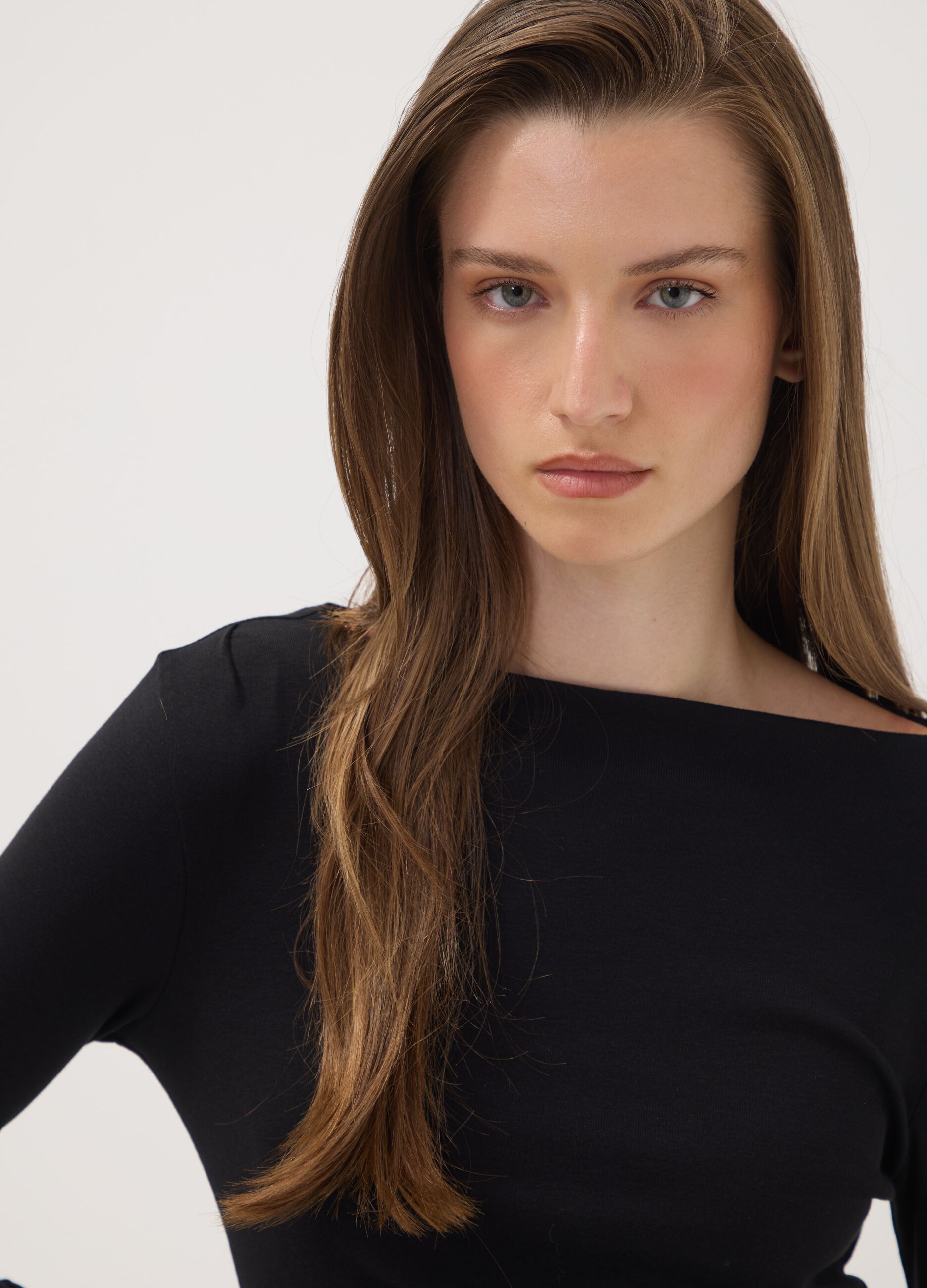 Black pure cotton crew-neck T-shirt