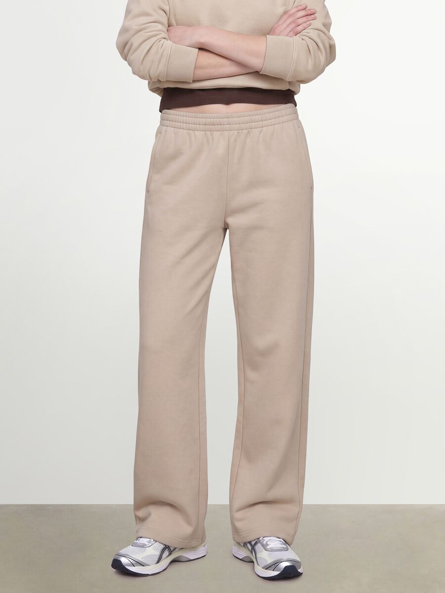 White cotton-blend straight-fit joggers_2
