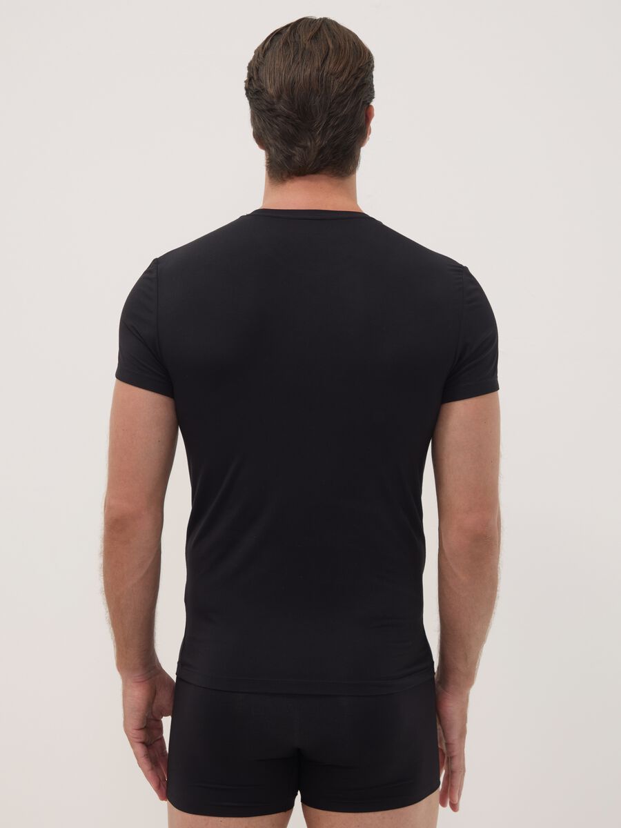 Black stretch modal crew-neck T-shirt_3