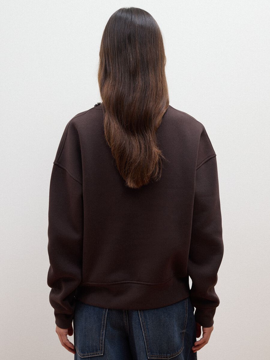 Brown cotton-blend sweatshirt with rhinestones_3