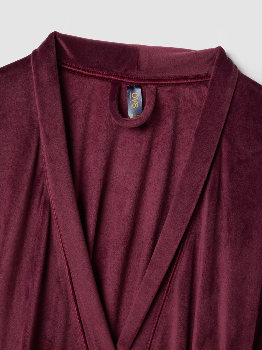 Purple stretch-fabric dressing gown with tie belt_1