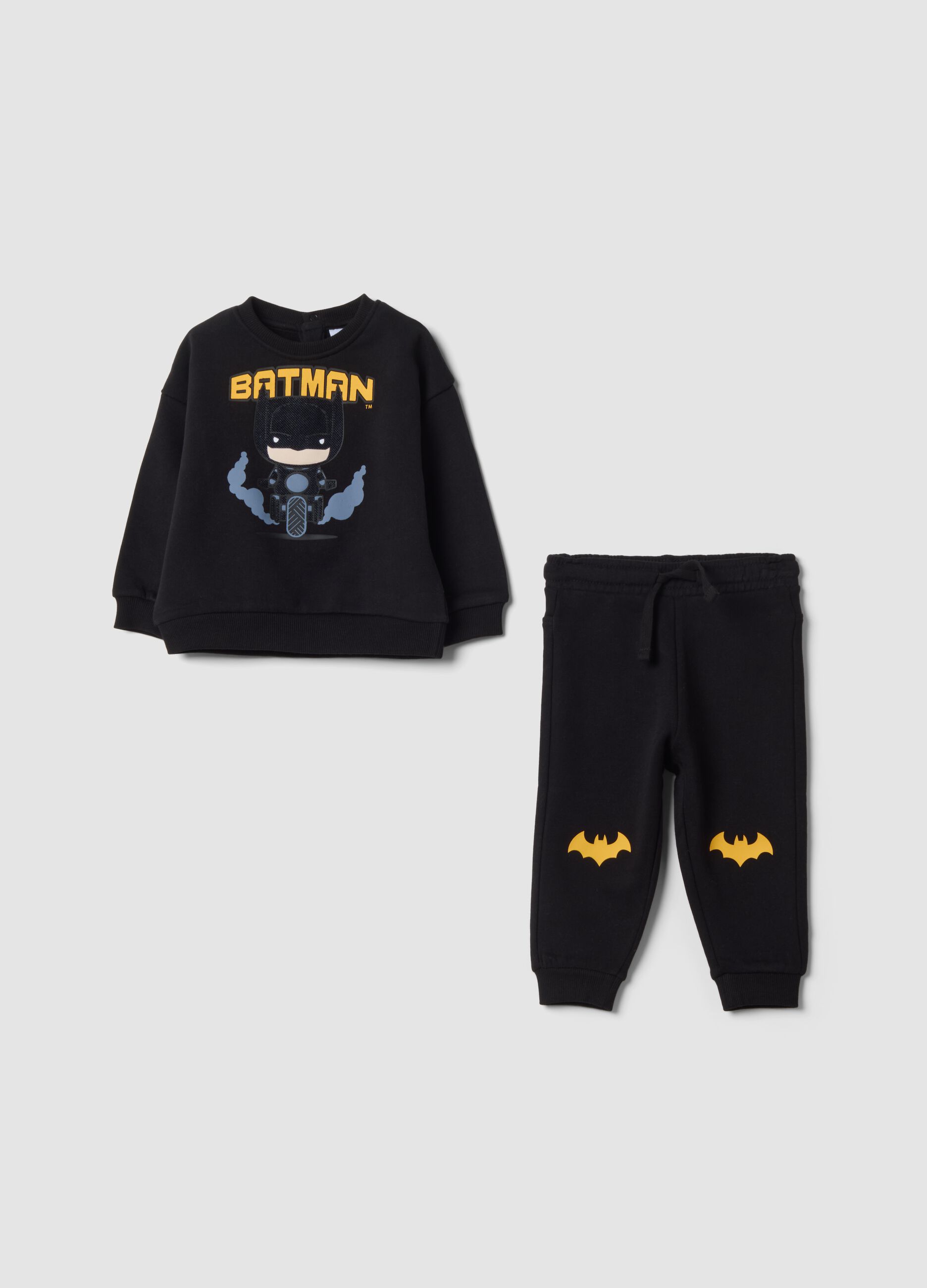 Black Batman-themed oversized jogging set in 100% organic cotton