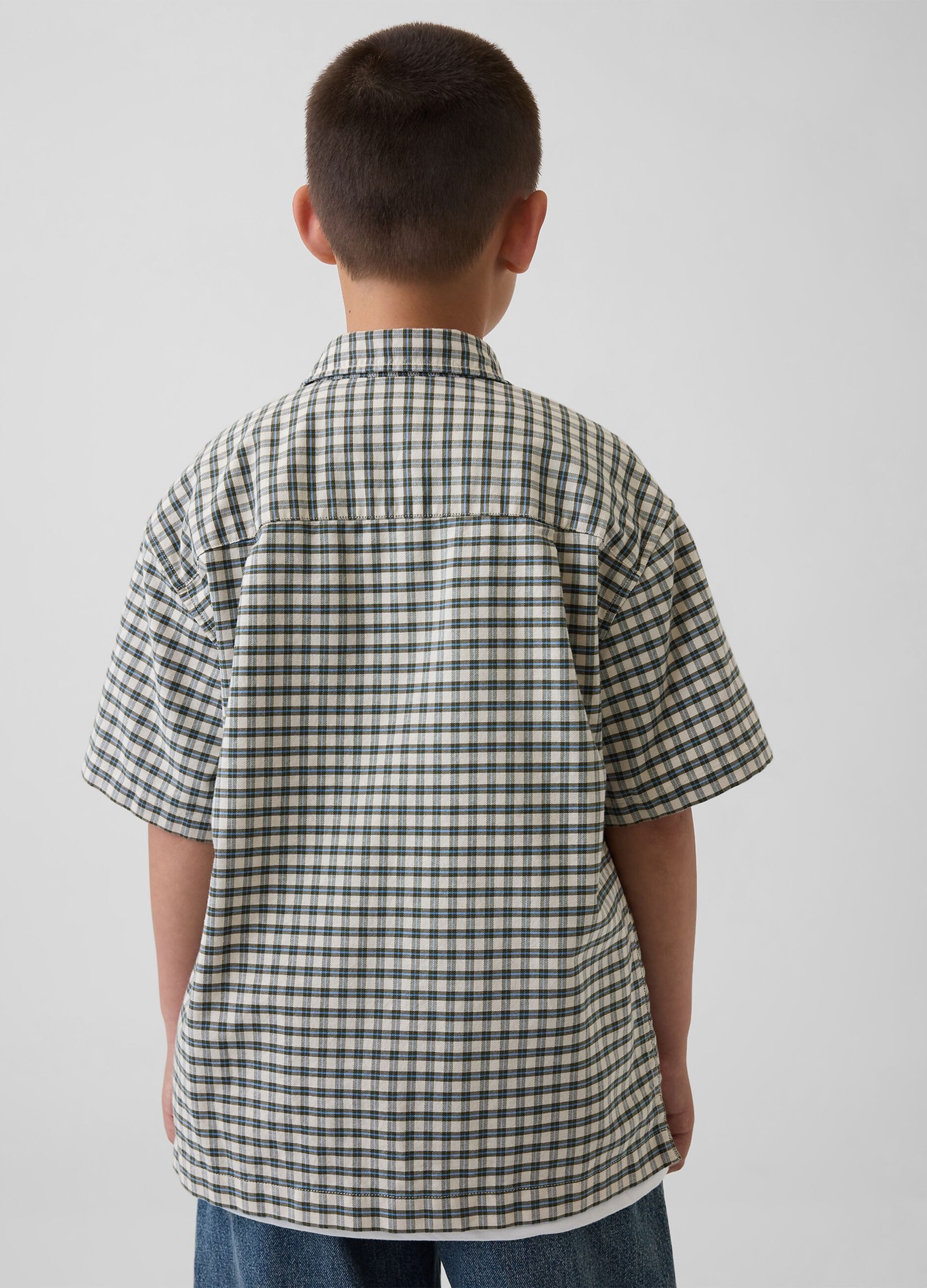 Short-sleeved stretch cotton shirt