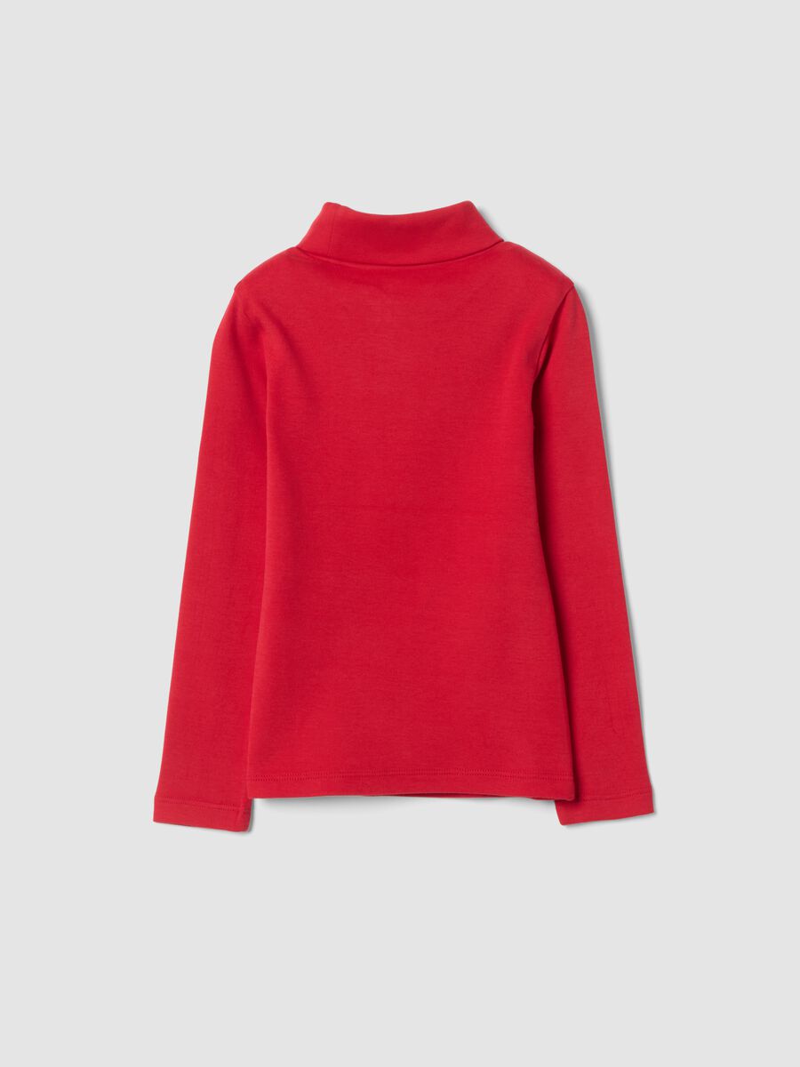 Red cotton roll-neck T-shirt, regular fit_1