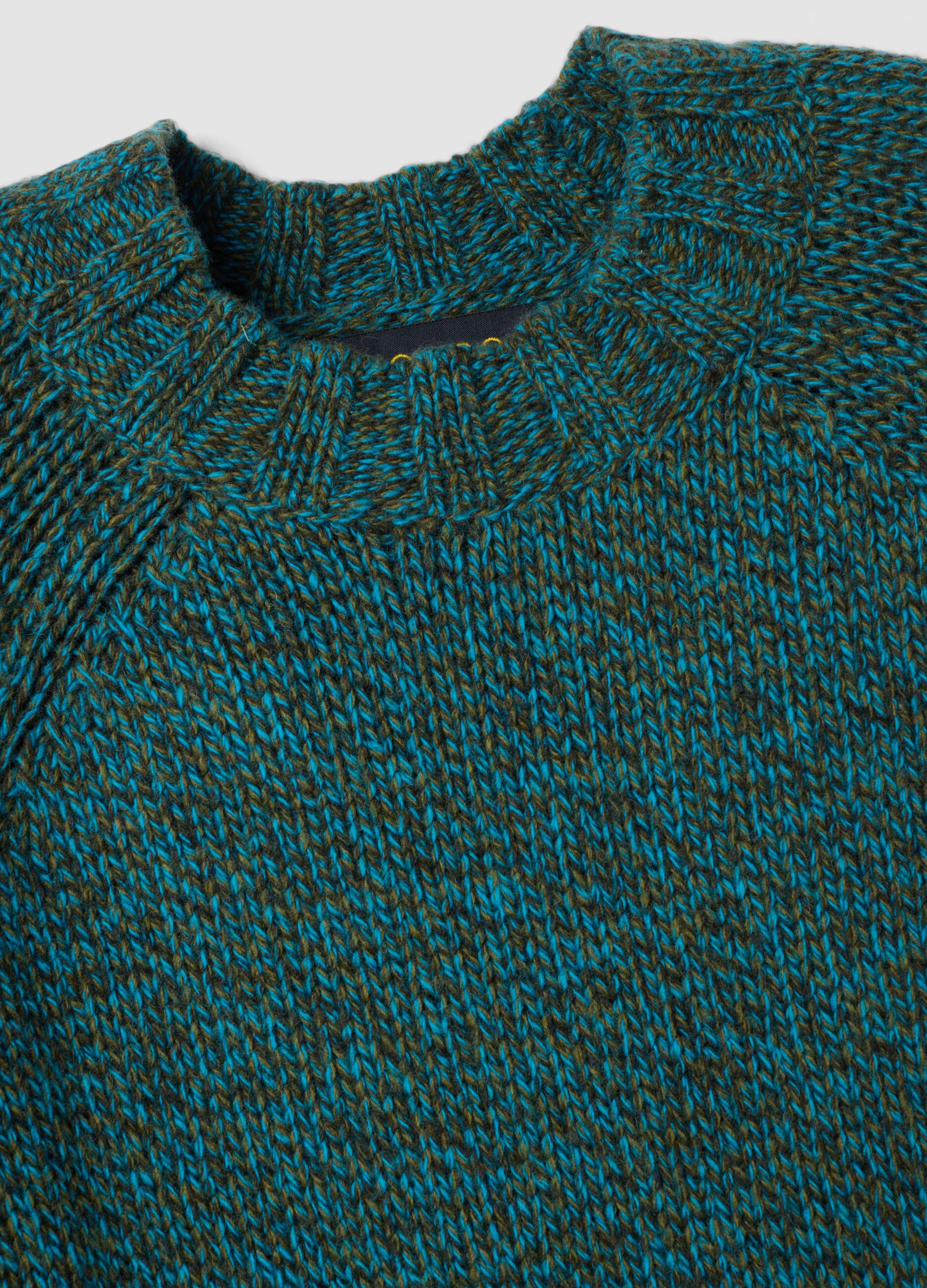 Green wool-blend crew-neck jumper