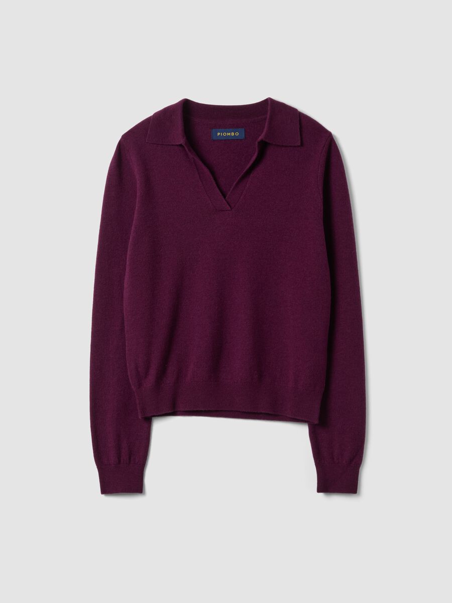 Purple pure wool polo-collar jumper_0