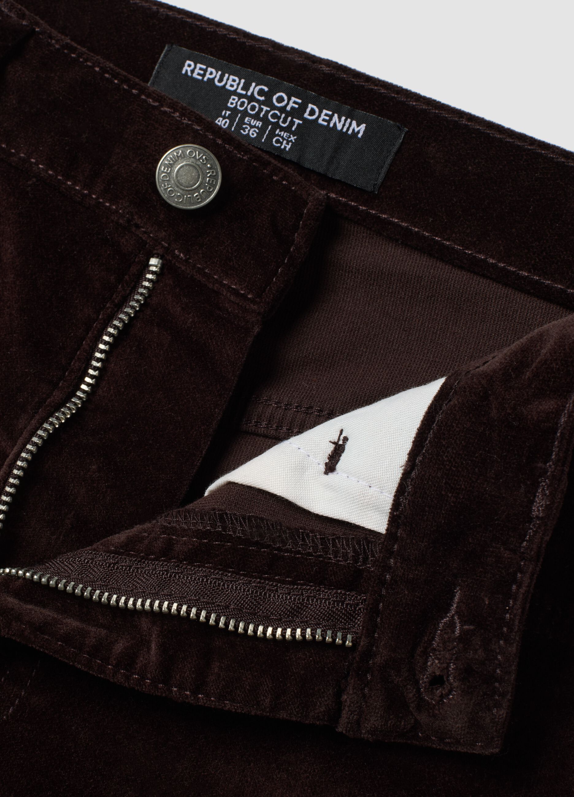 Brown bootcut stretch cotton jeans