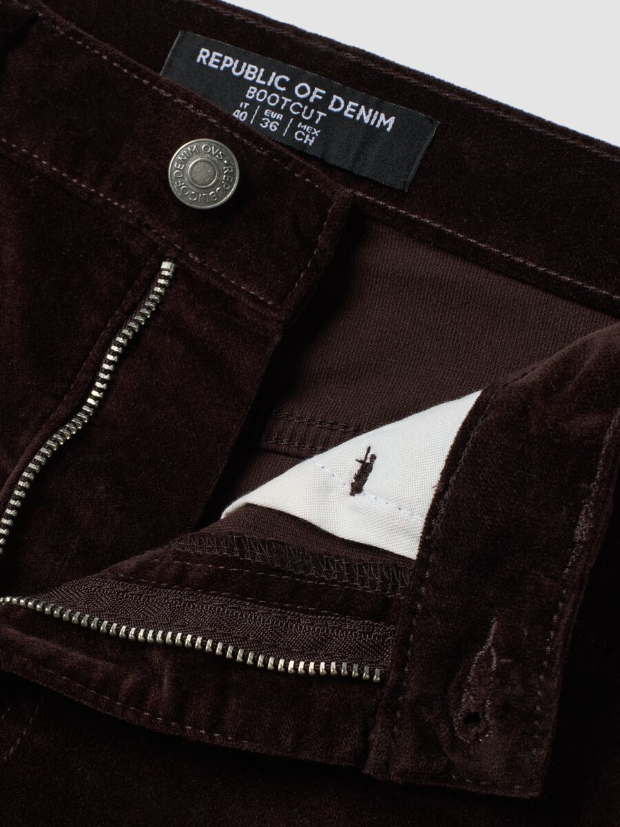 Brown bootcut stretch cotton jeans_5