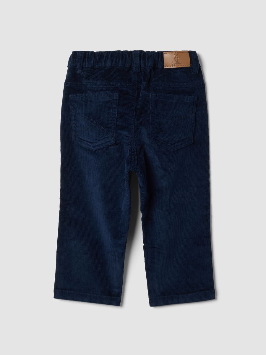 Navy ribbed stretch cotton trousers_1