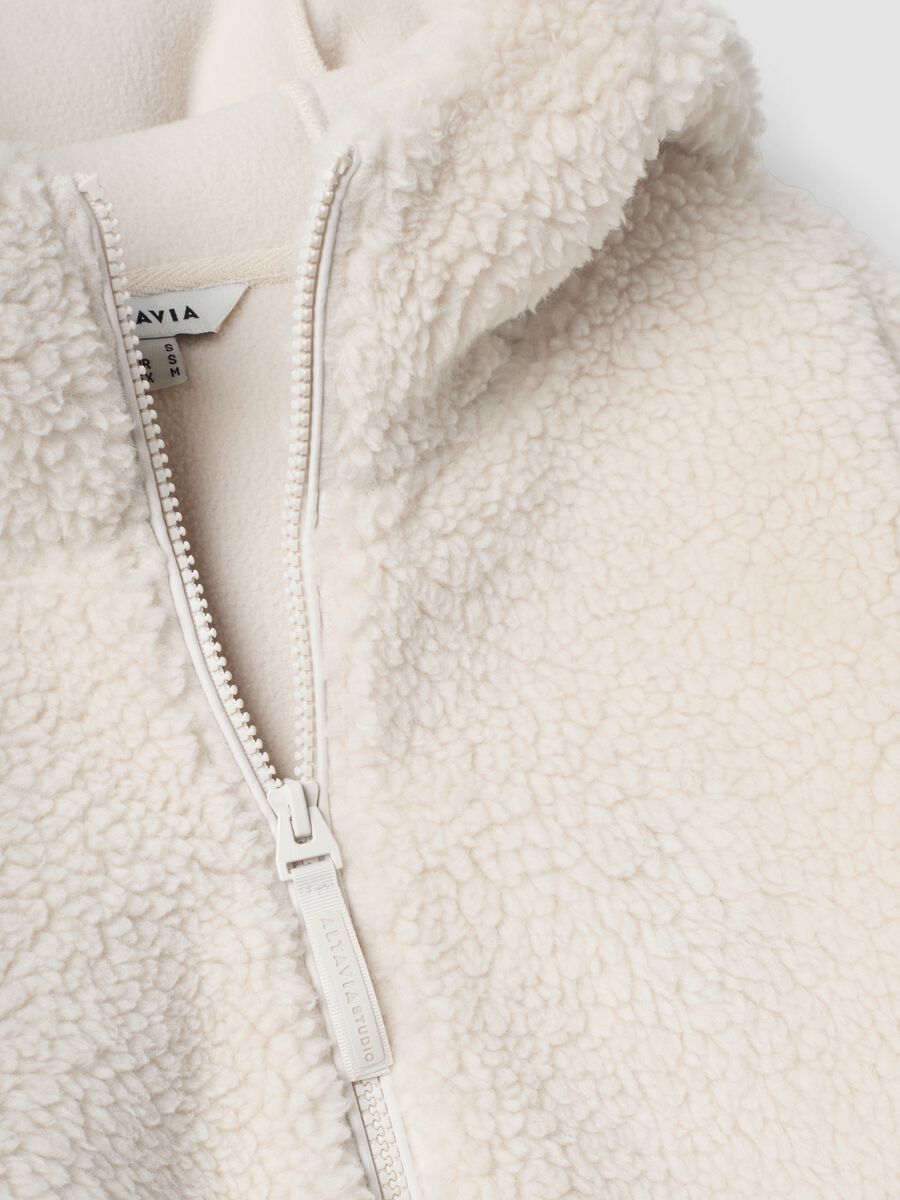 White full-zip teddy-effect hooded sweatshirt ALTAVIA STUDIO_6