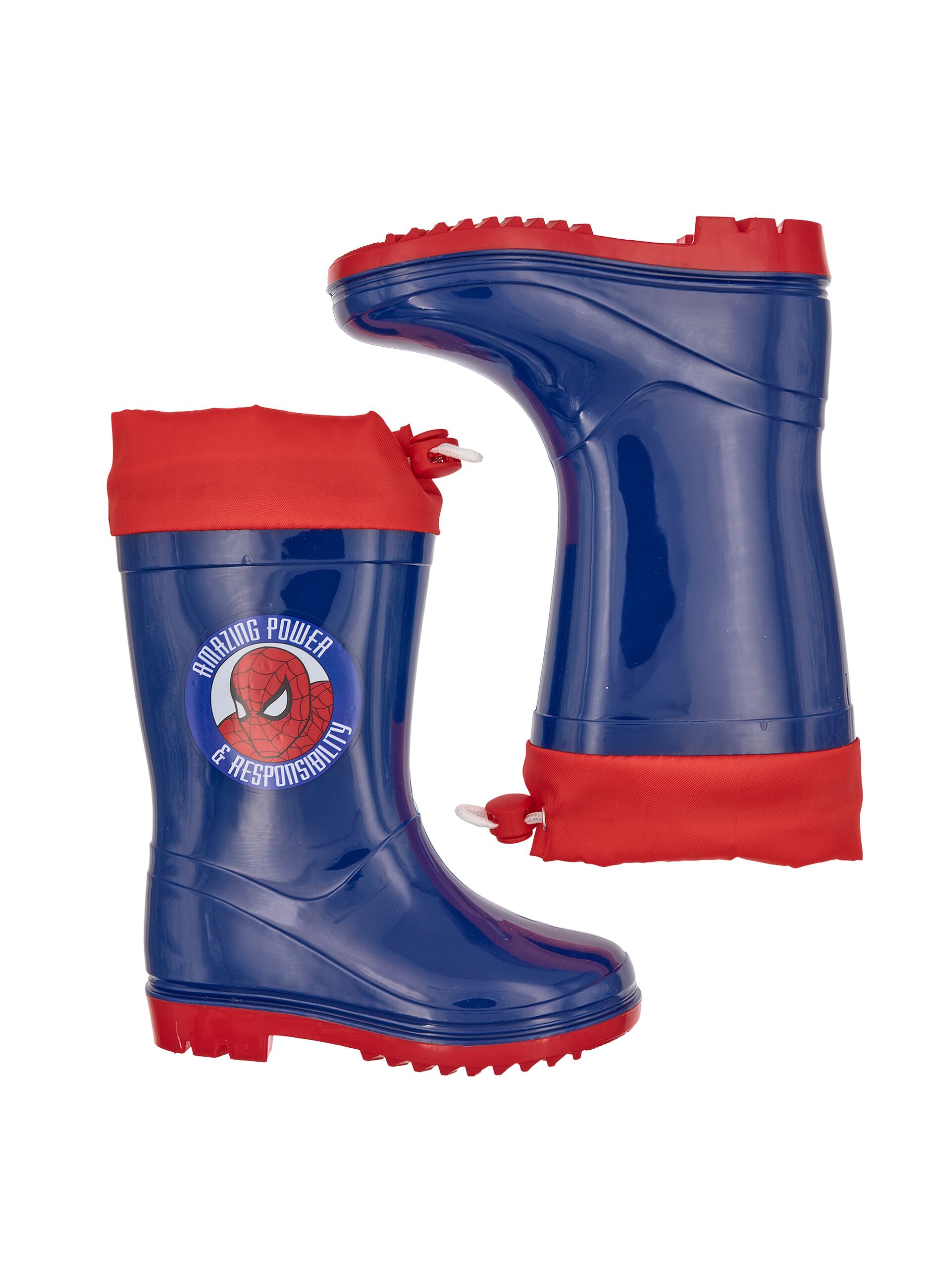 Blue boots with red pattern for girls