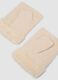 Sand knitted gloves with teddy-effect cuff and embroidery_1