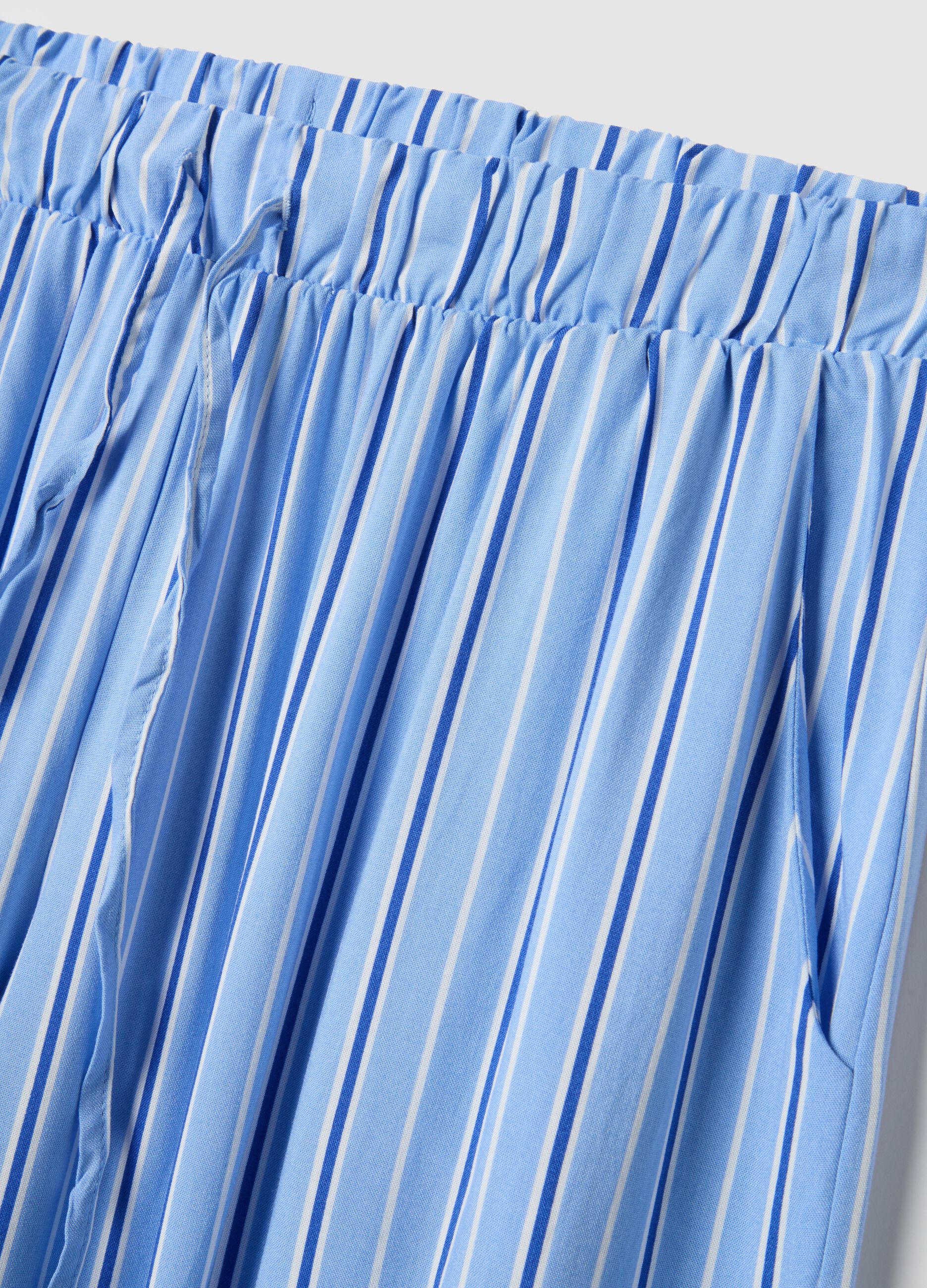 Blue striped pure viscose pajama trousers in regular fit