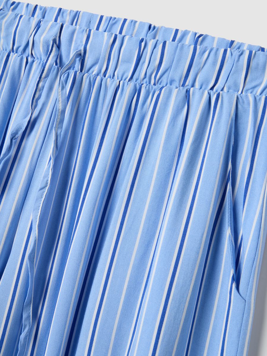 Blue striped pure viscose pajama trousers in regular fit_5