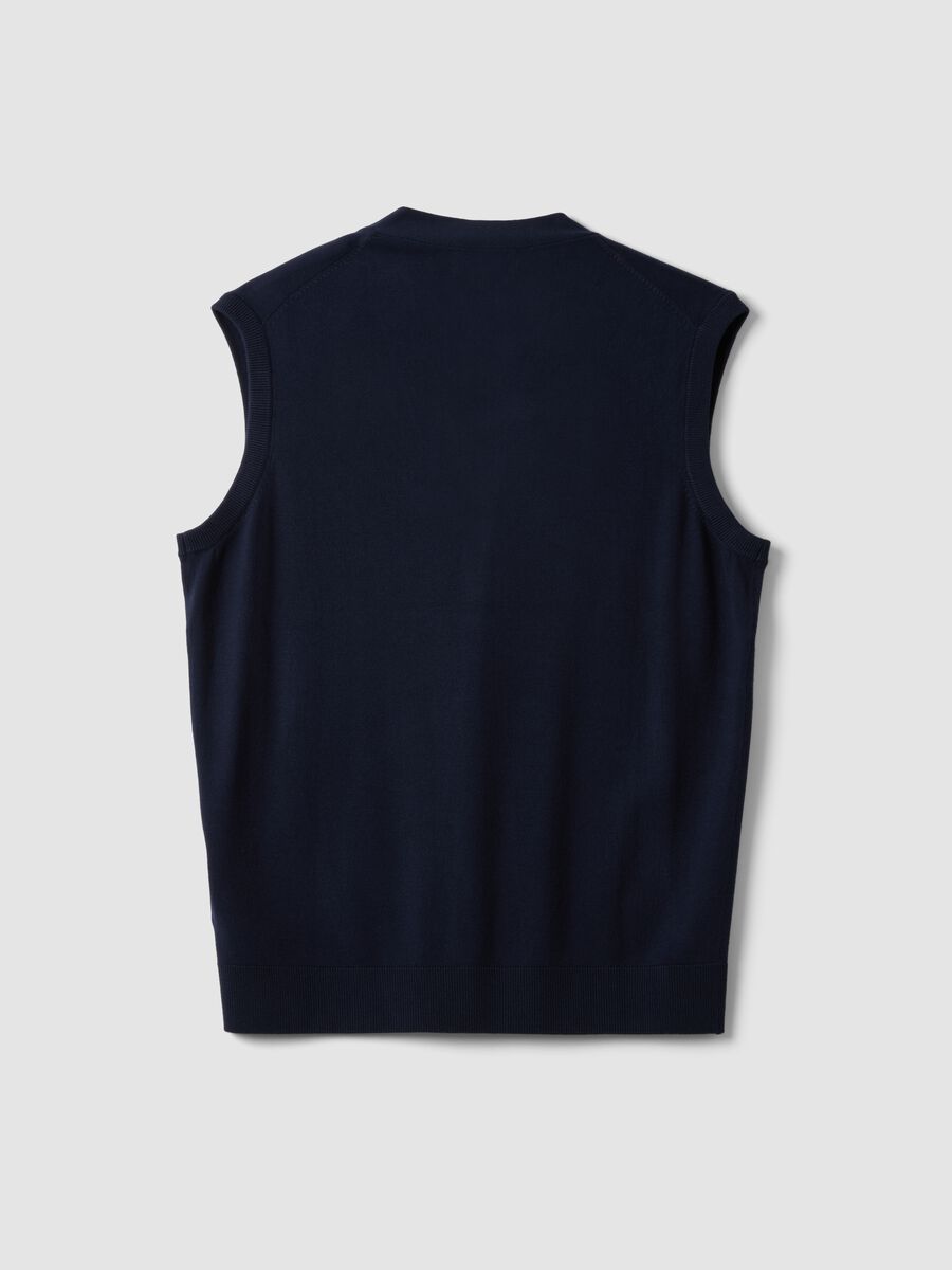 Blue viscose-blend waistcoat with deep V-neck, regular fit_5