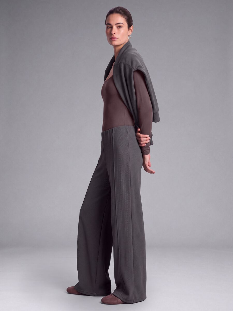 Grey wide-leg stretch modal trousers ALTAVIA STUDIO_0