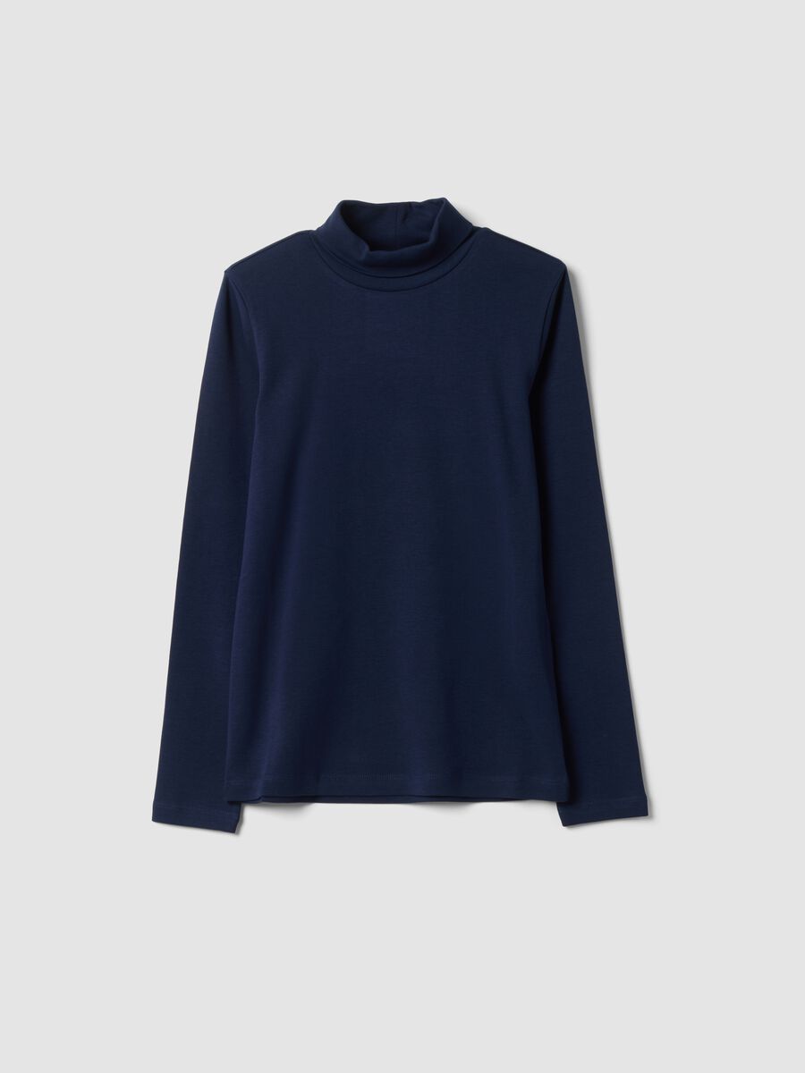 Midnight blue organic cotton roll-neck jumper_0