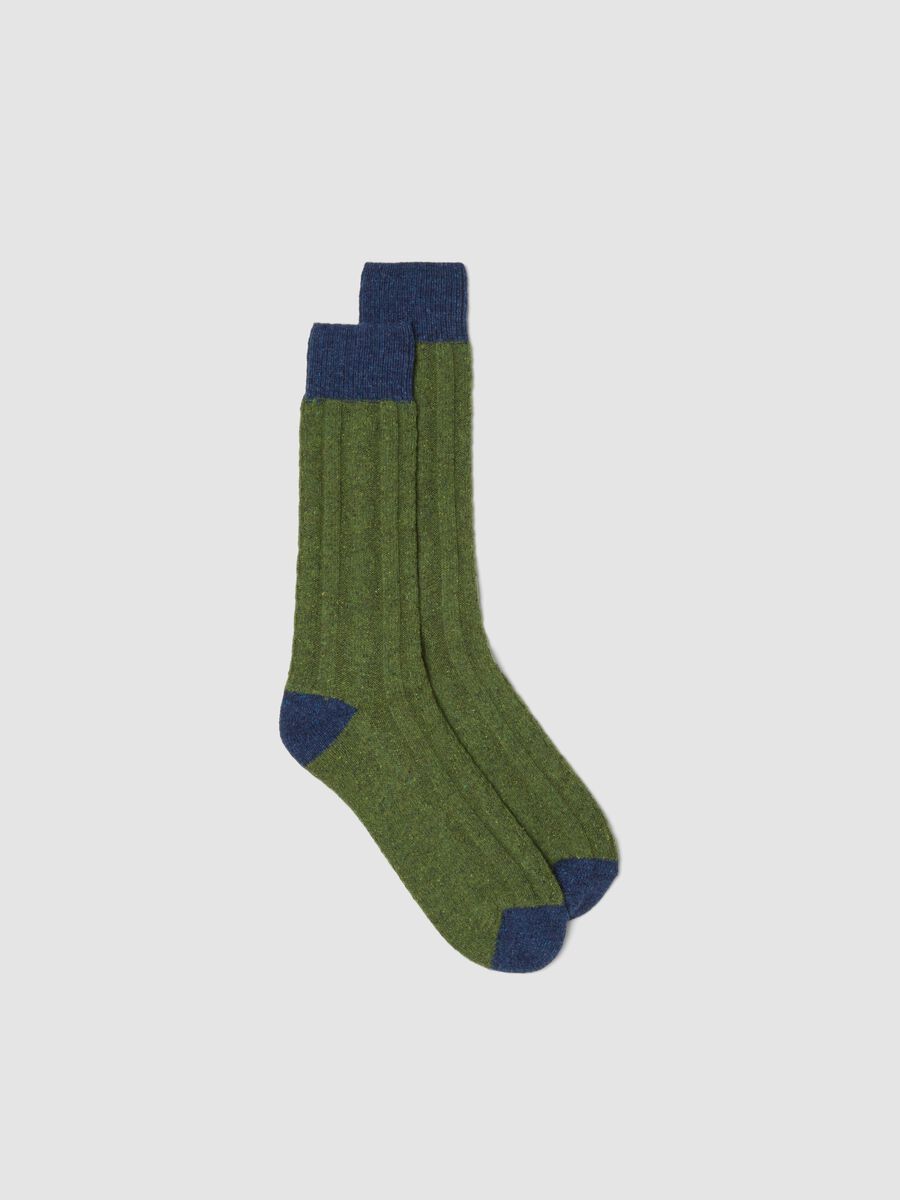 Green ankle socks in stretch wool and silk_0