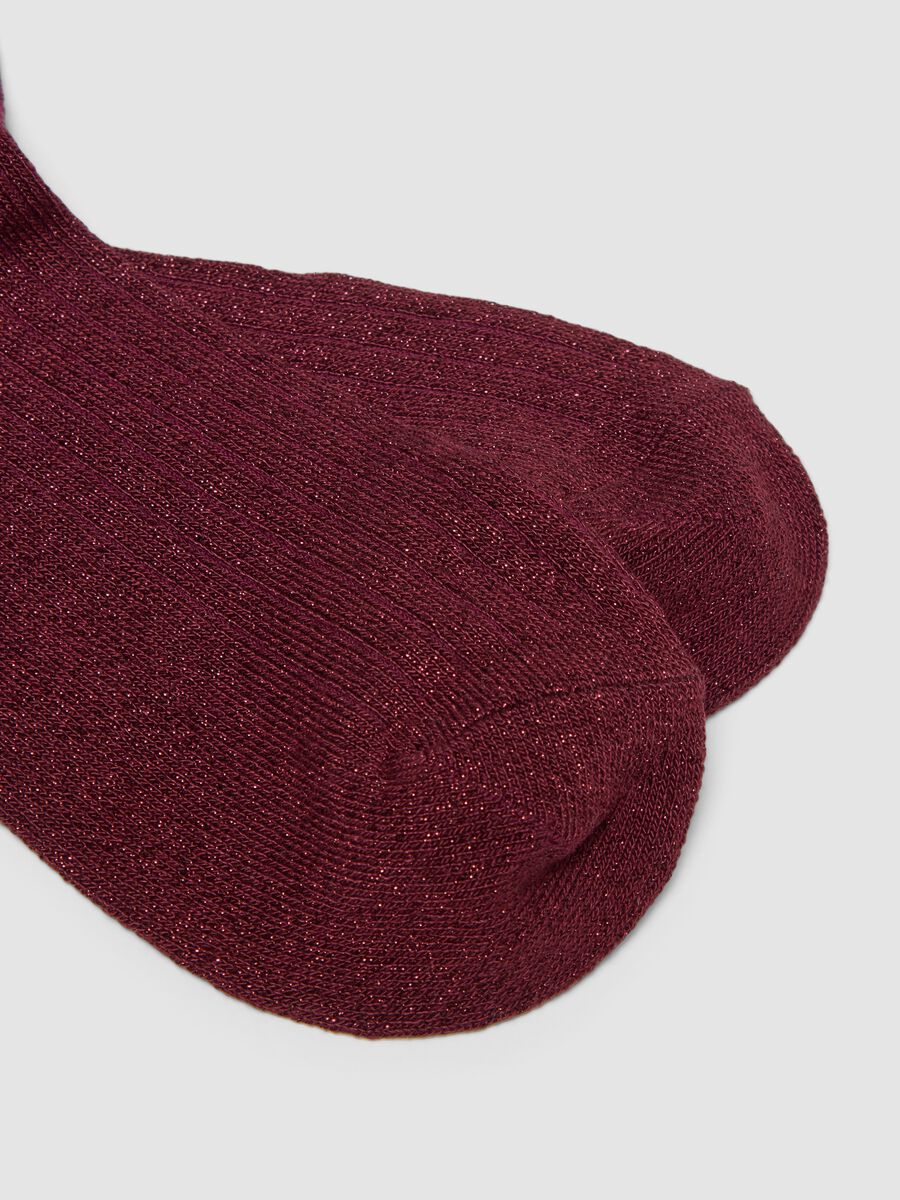 Red stretch socks with lurex threads_2