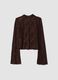 Brown stretch high-neck T-shirt_0