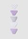 Multipack di cinque slip viola lilla e bianchi in cotone organico elasticizzato_1