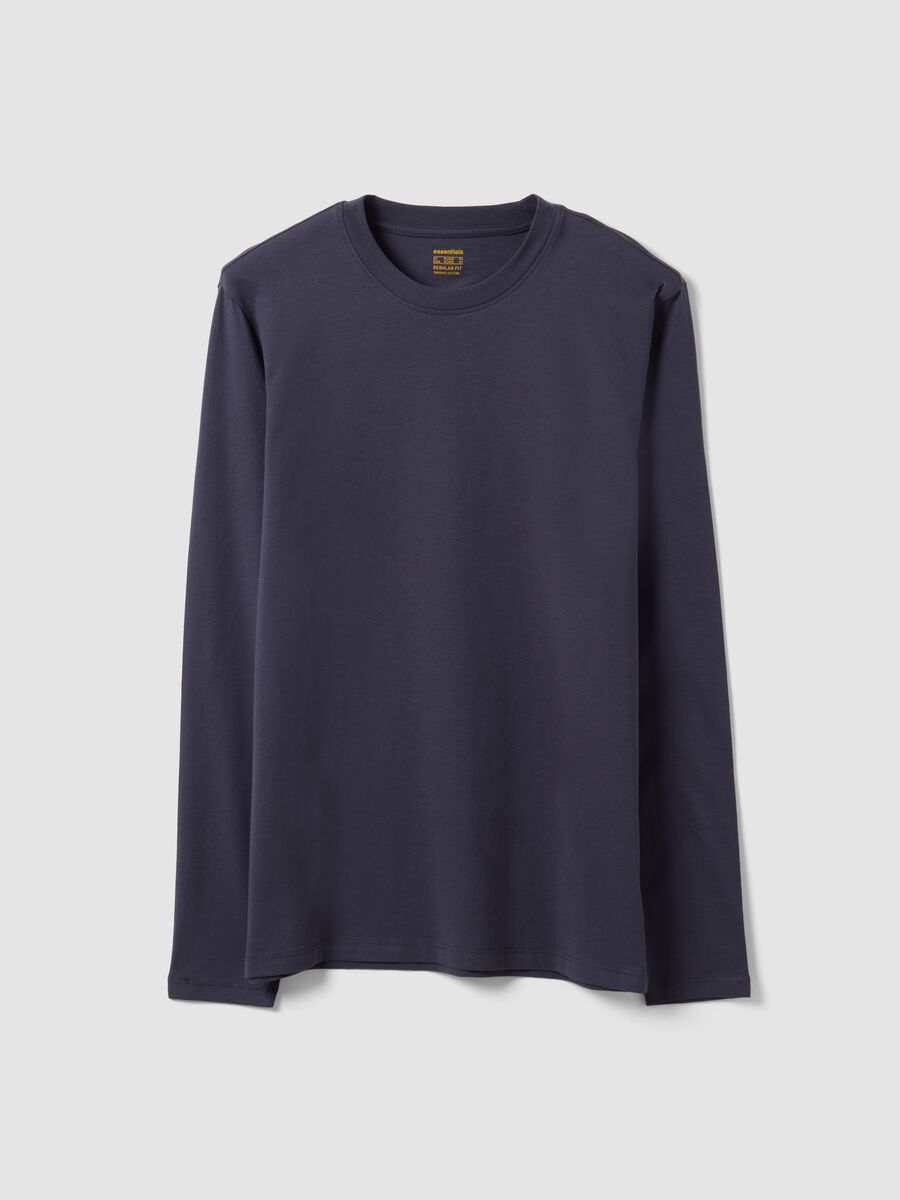 Grey long-sleeve crew-neck T-shirt in pure organic cotton_4