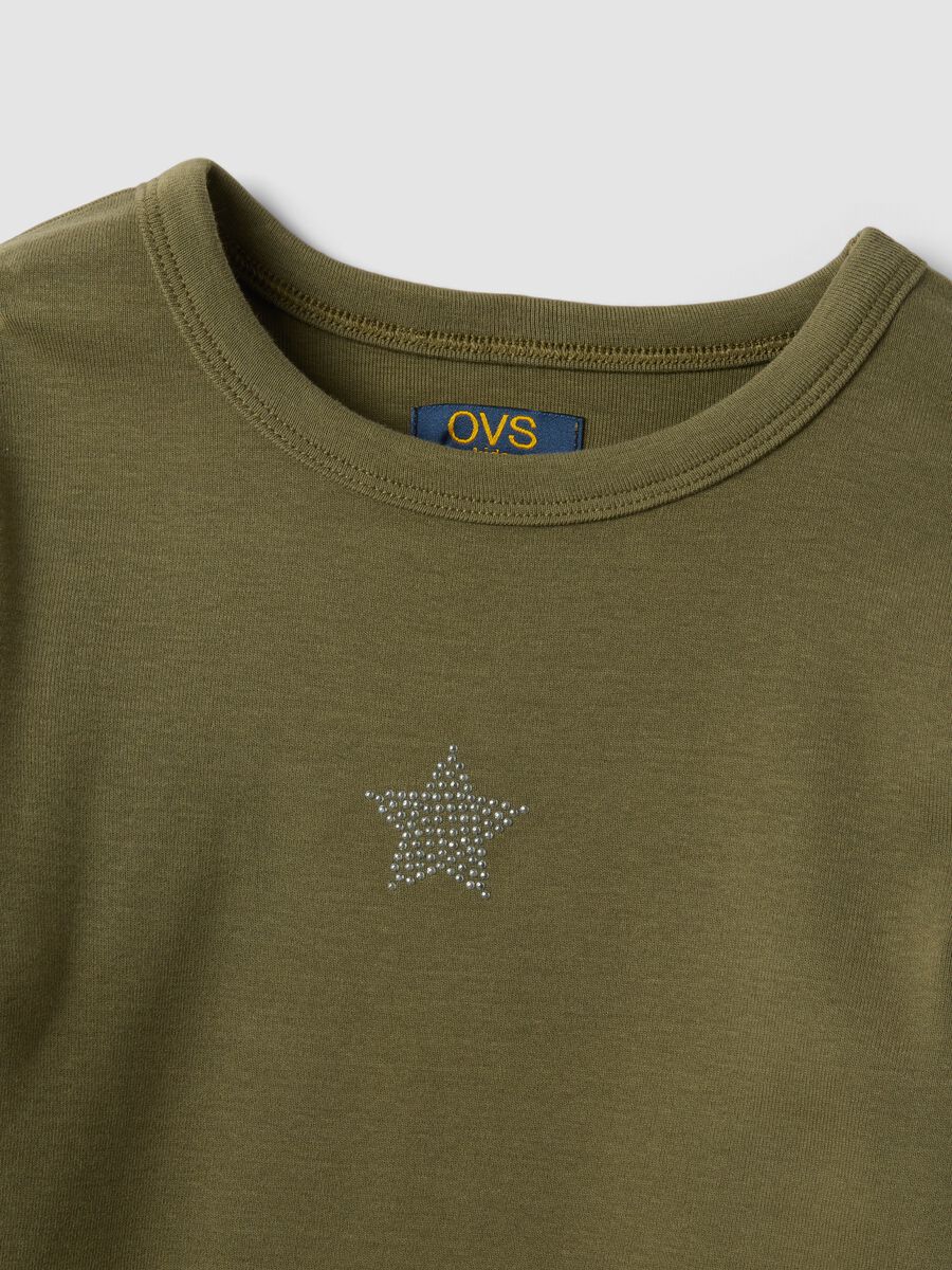 Green stretch cotton slim-fit T-shirt with ribbed neckline_2