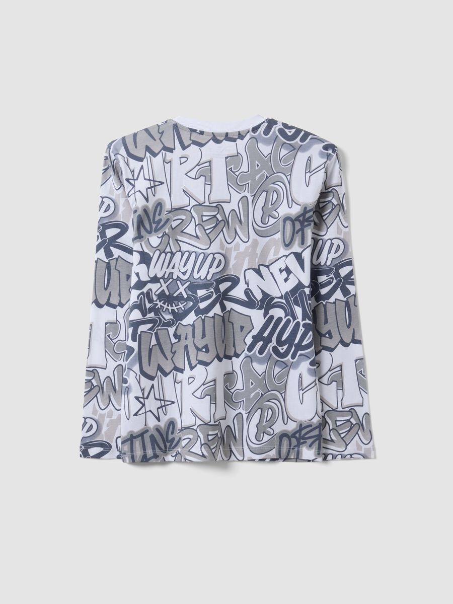 White organic cotton graffiti T-shirt for boys, relaxed fit_4