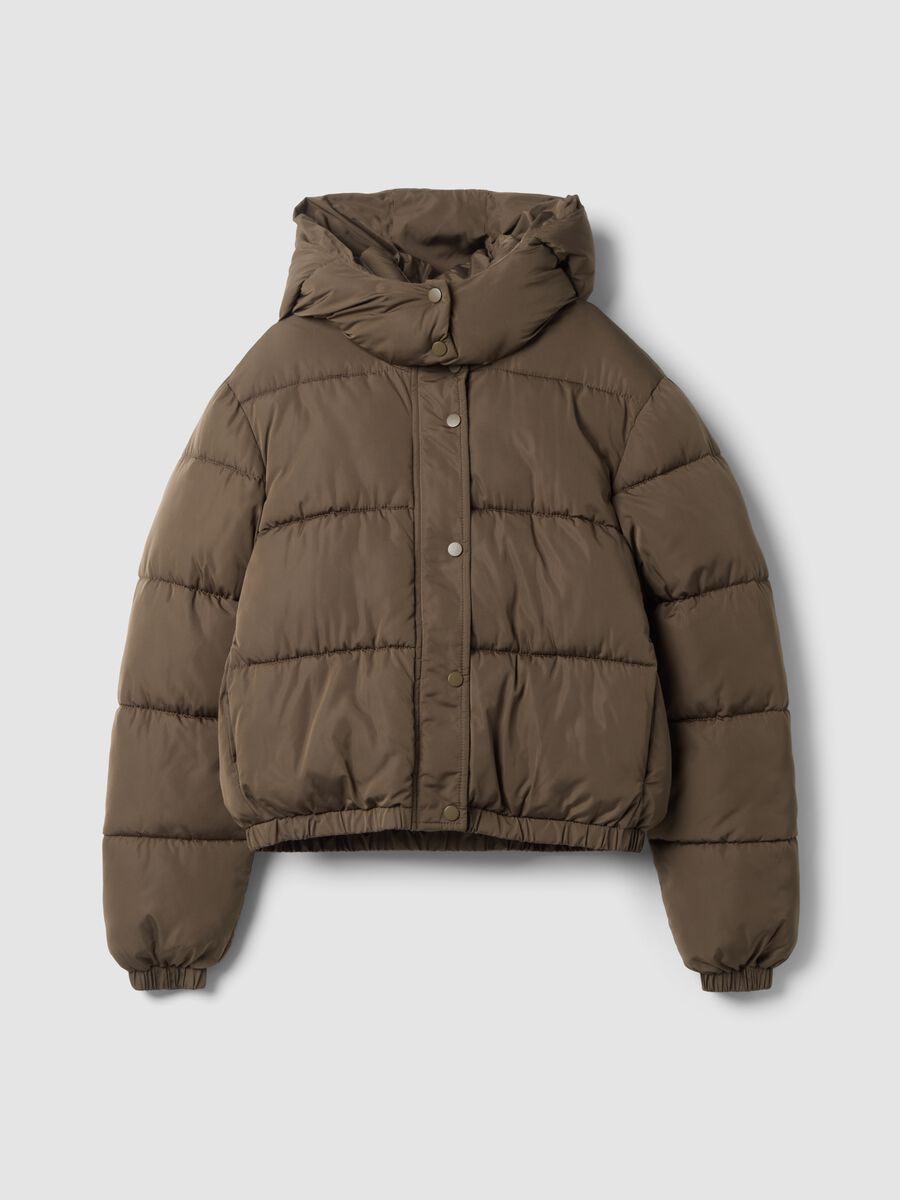Green oversized padded hooded jacket_0
