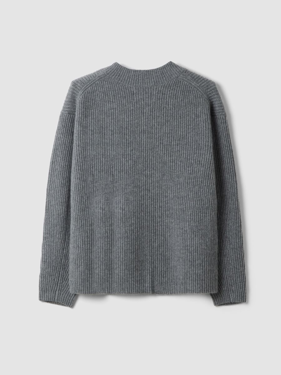Grey marl pure cashmere deep V-neck oversized jumper_2