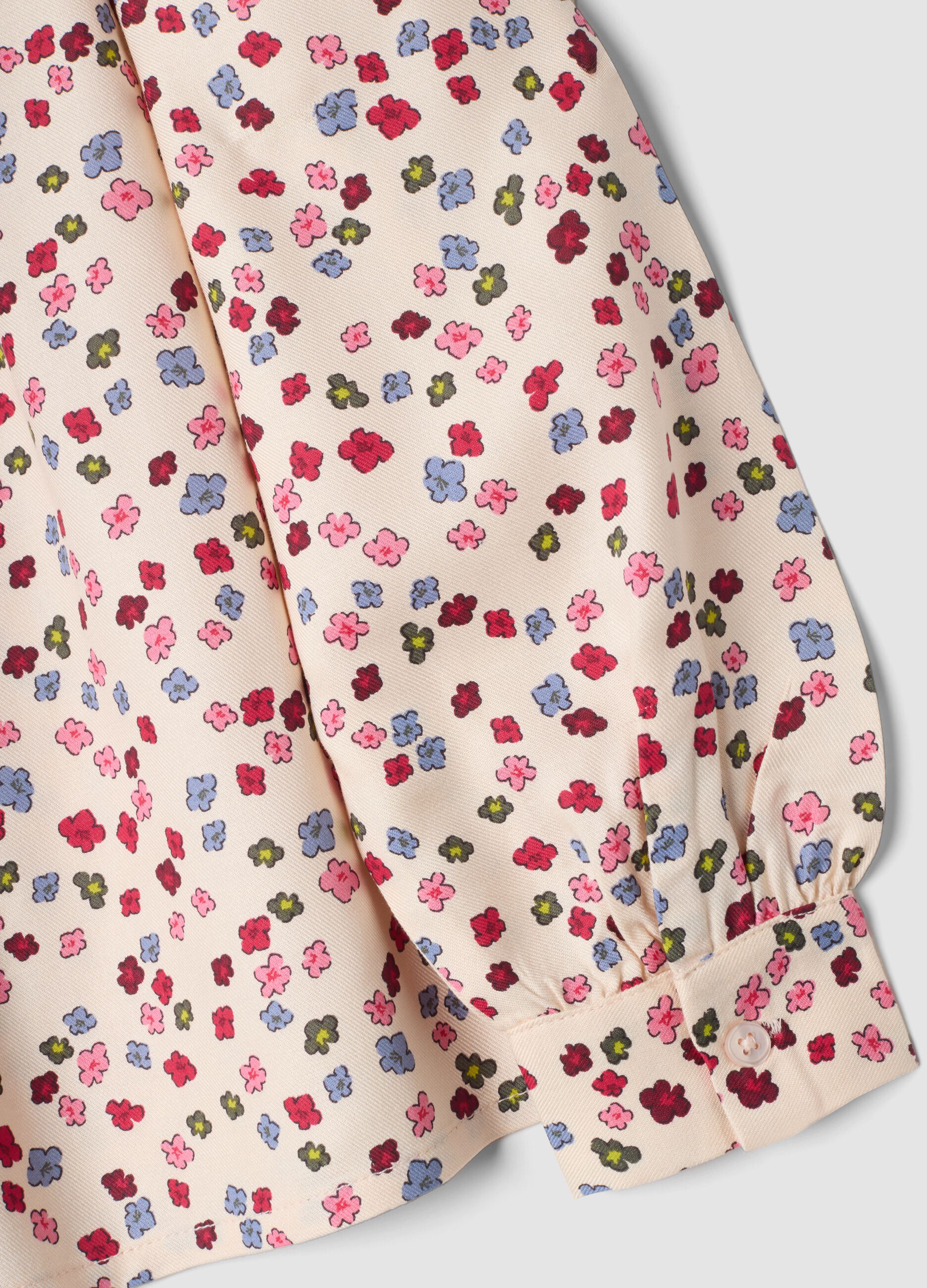 Multicolour pure viscose floral print shirt, regular fit