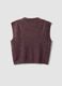 Gilet marrone girocollo in misto lyocell e lana_6