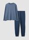 Mottled blue organic cotton pyjamas with crew neck_0
