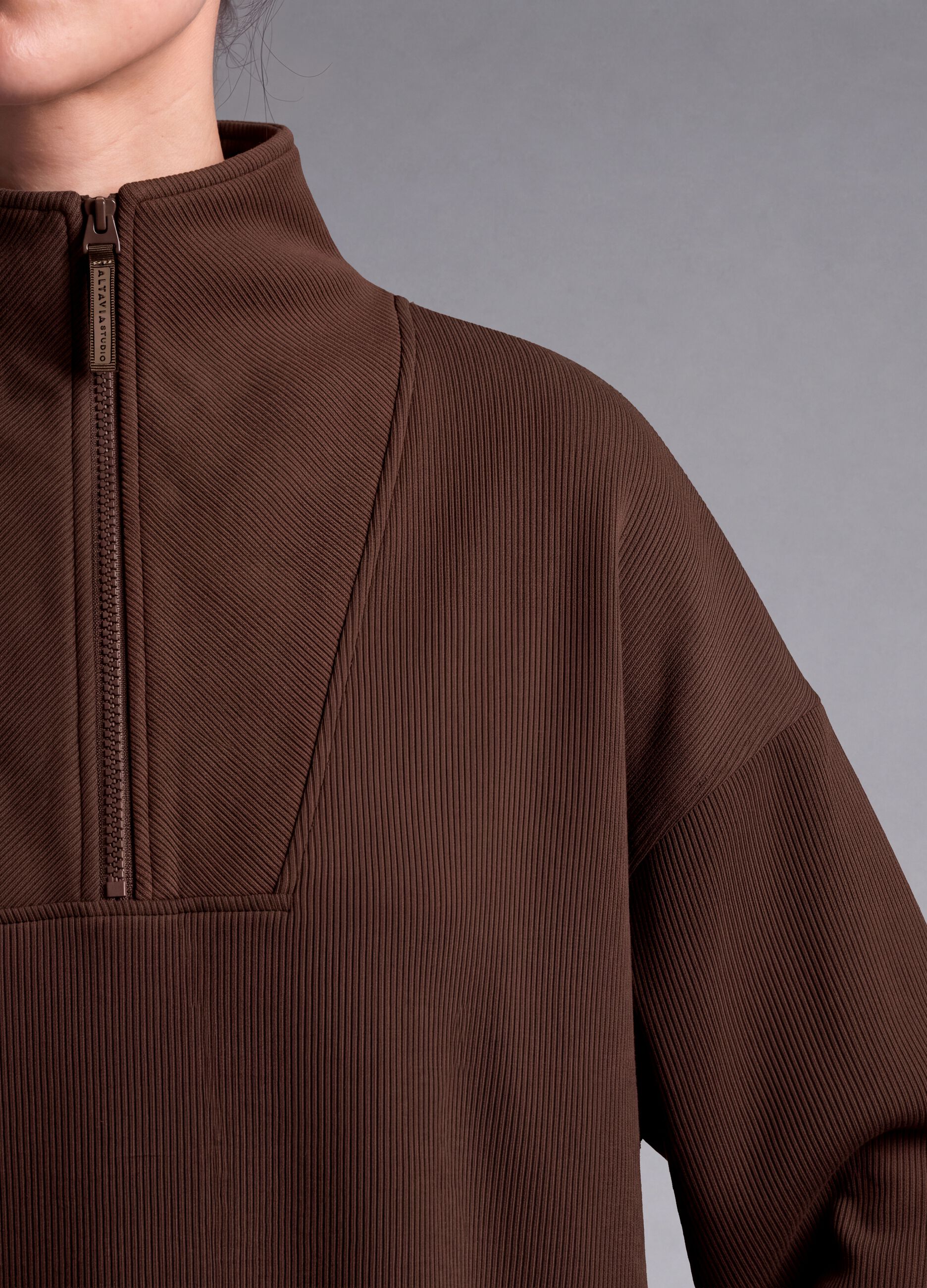 Brown stretch modal crew-neck sweatshirt ALTAVIA STUDIO