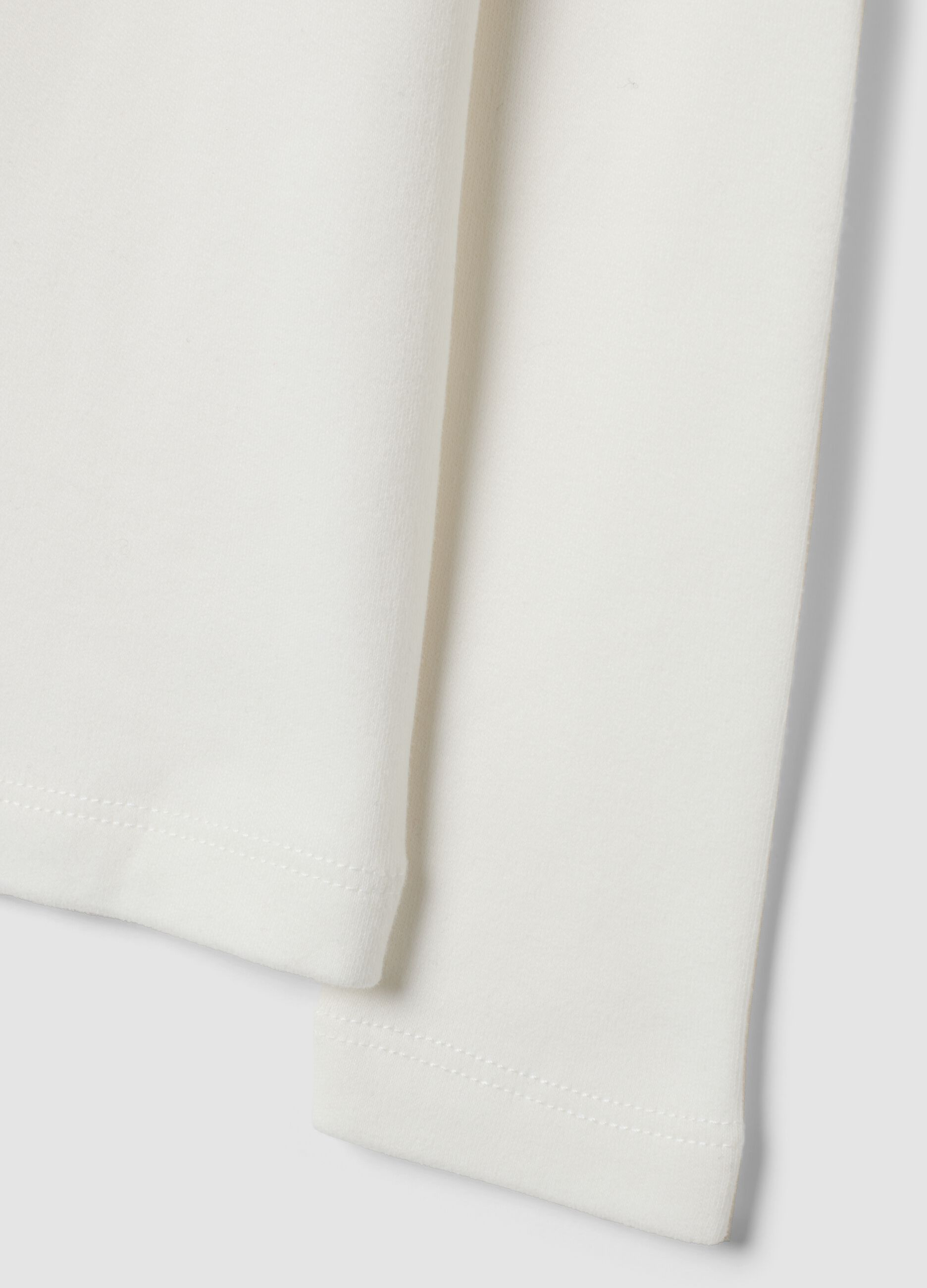 White pure cotton turtleneck T-shirt, regular fit
